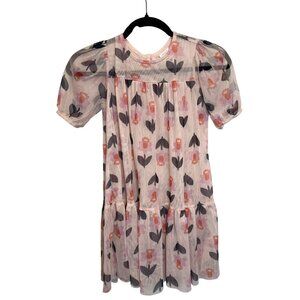 Hanna Andersson Flounce Tulle Girls Mesh Floral Dress Size 8 (No Slip)